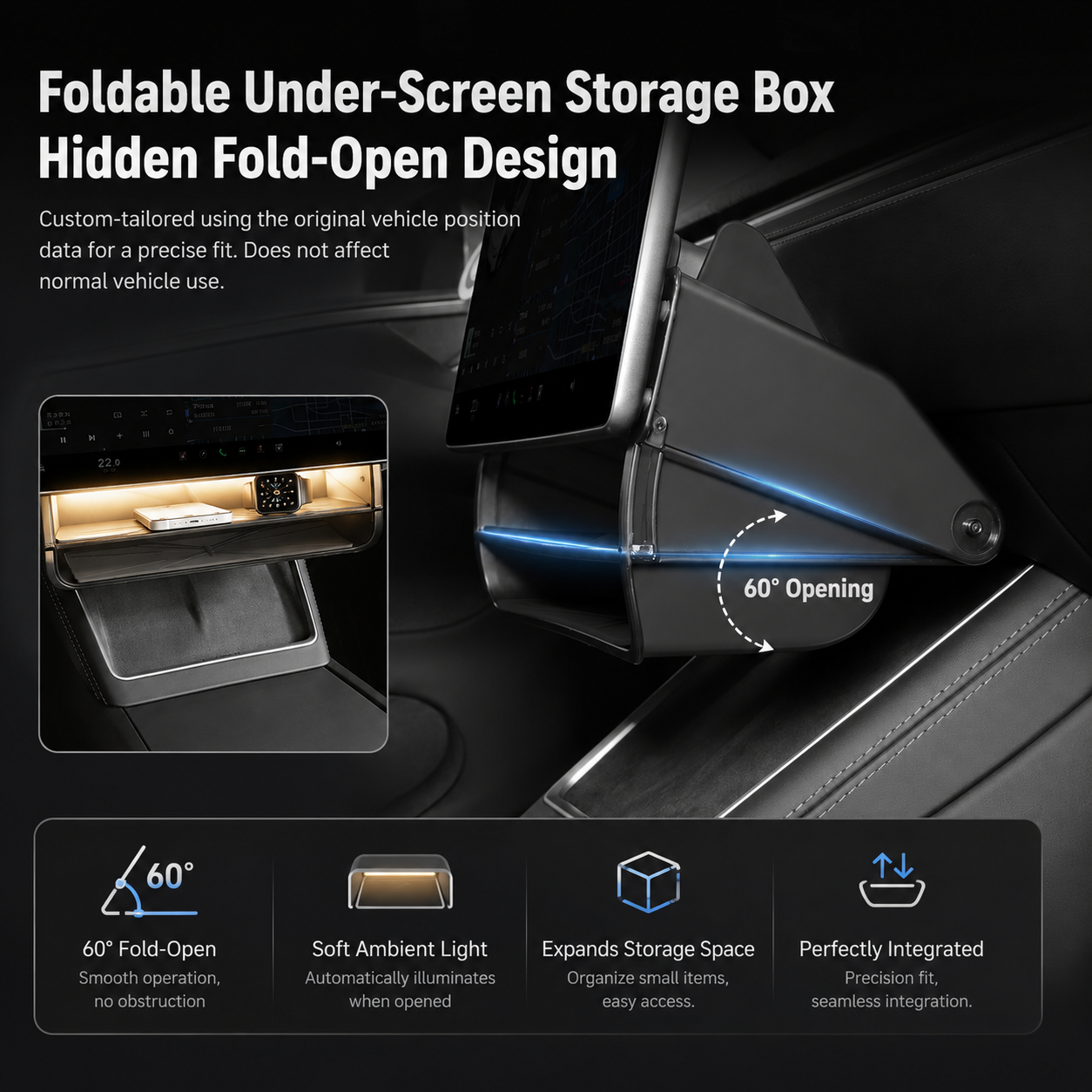Tesla Model Y L Magnetic Under-Screen Storage Tray