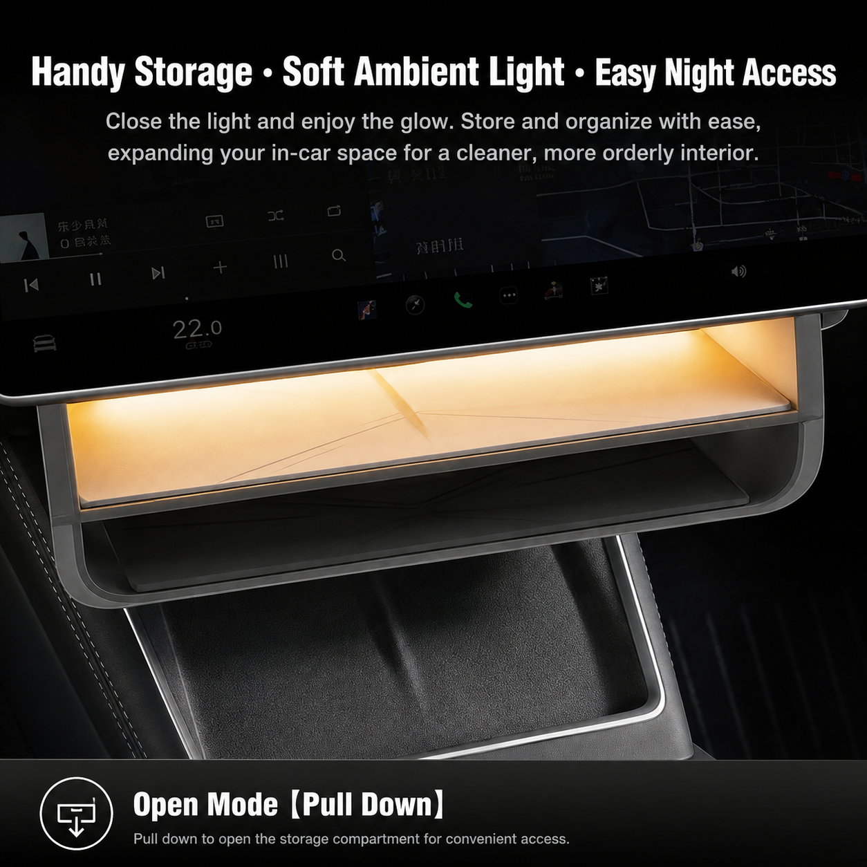 Tesla Model Y Juniper / Model Y L / Model 3 Highland Magnetic Under-Screen Storage Tray