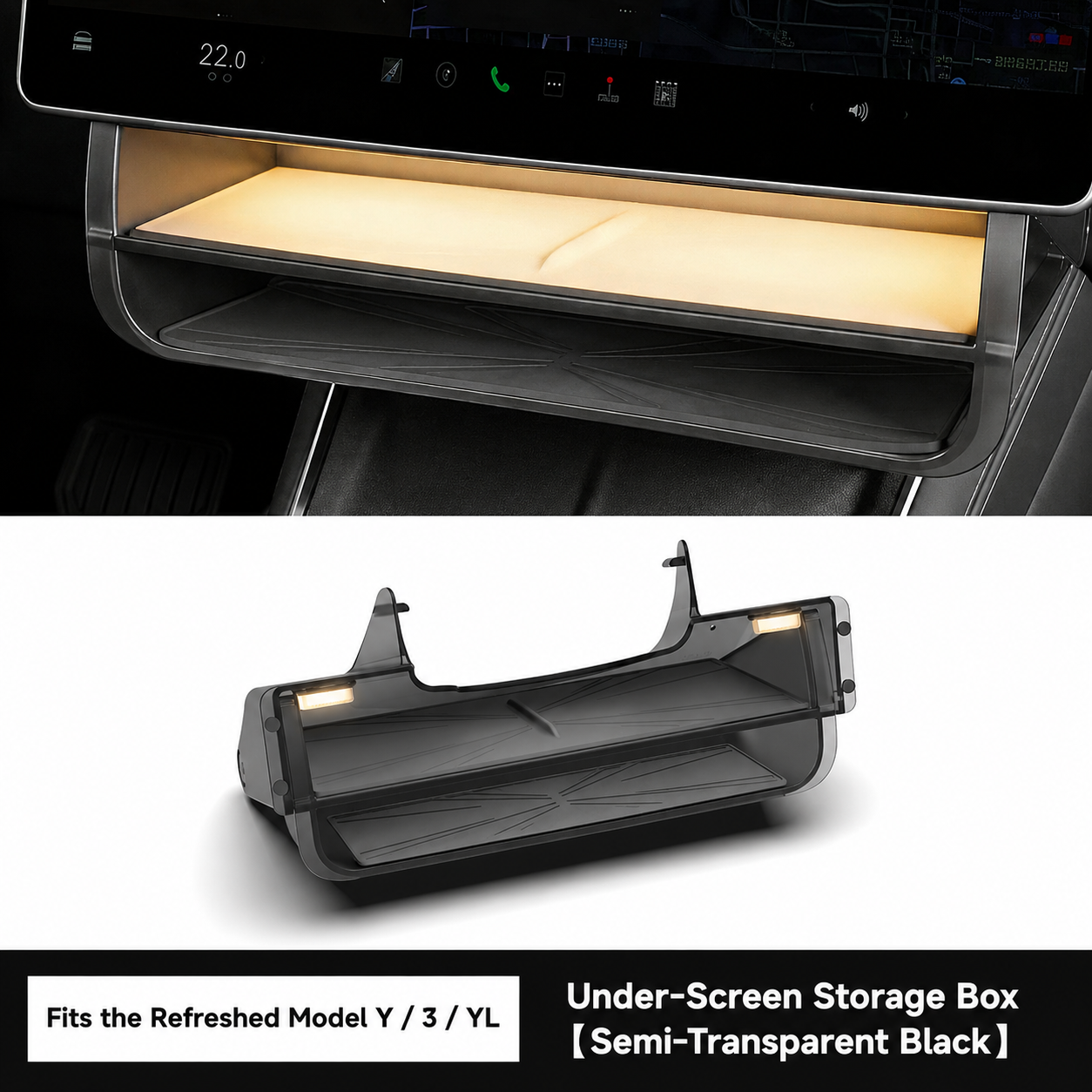 Tesla Model Y Juniper / Model Y L / Model 3 Highland Magnetic Under-Screen Storage Tray