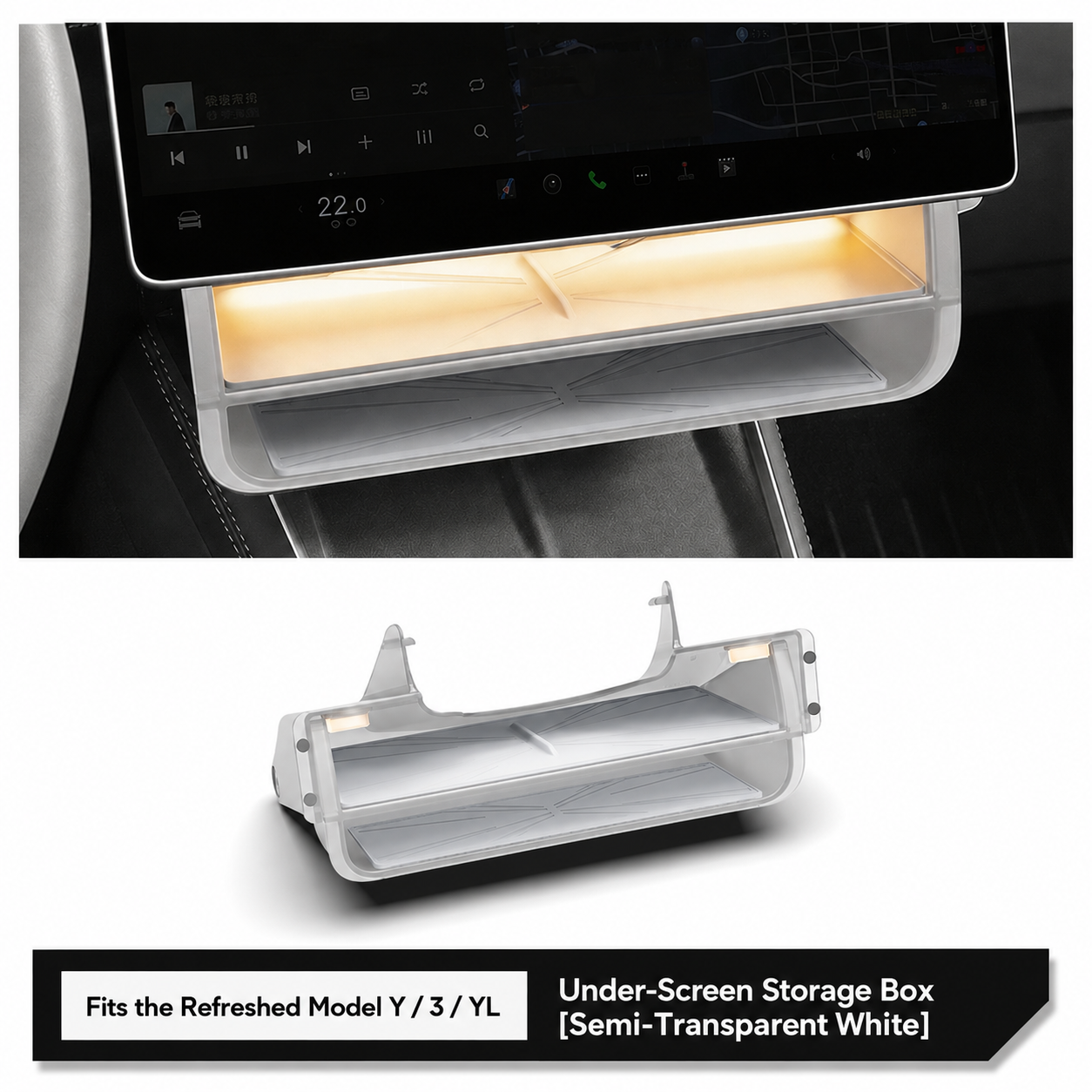 Tesla Model Y Juniper / Model Y L / Model 3 Highland Magnetic Under-Screen Storage Tray