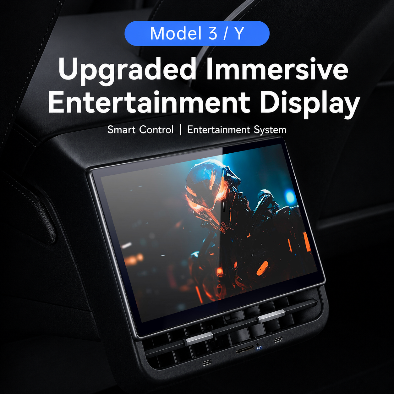 Tesla Model 3/Y Rear Entertainment Screen – R89 Plus Display for Road Trips