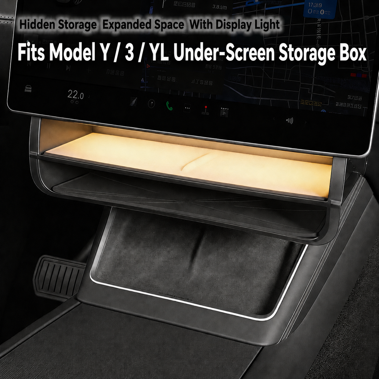 Tesla Model Y Juniper / Model Y L / Model 3 Highland Magnetic Under-Screen Storage Tray