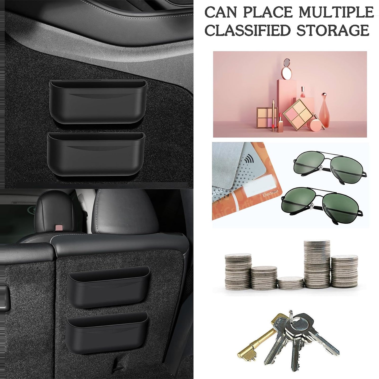Center Console Organizer Tray & Silicone Storage Box for Model Y L