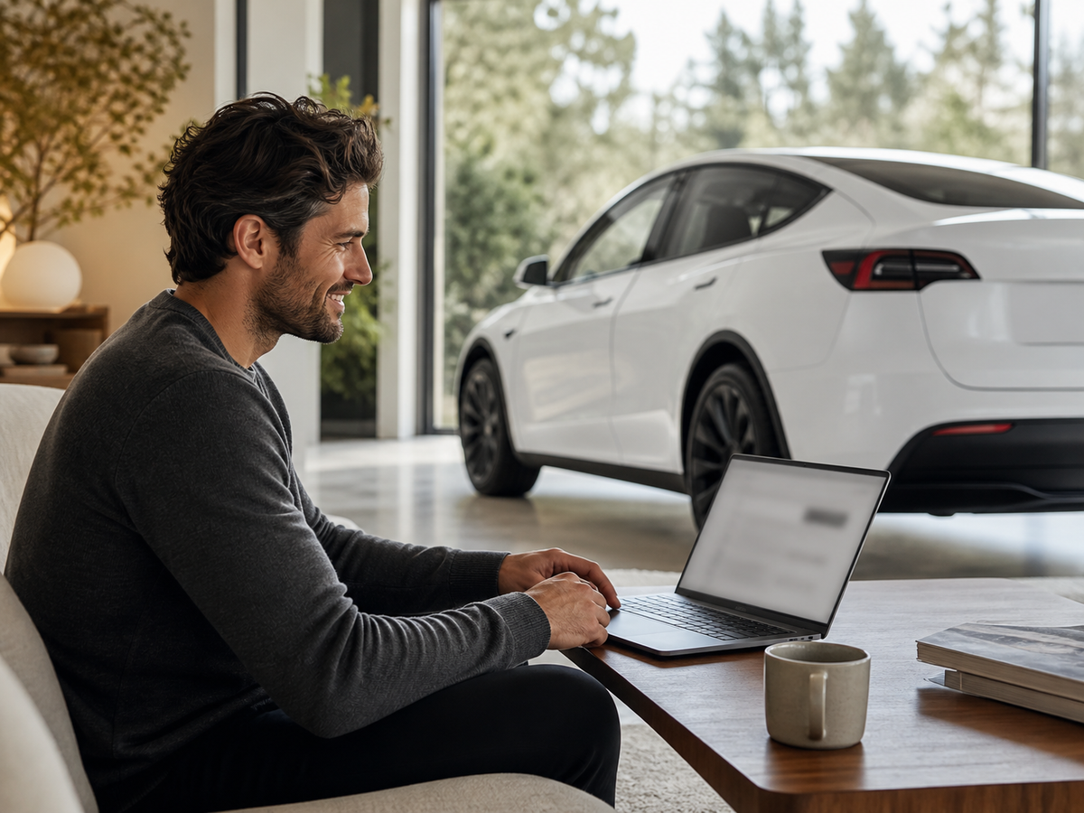 Tesla owner receiving product and fitment guidance at home