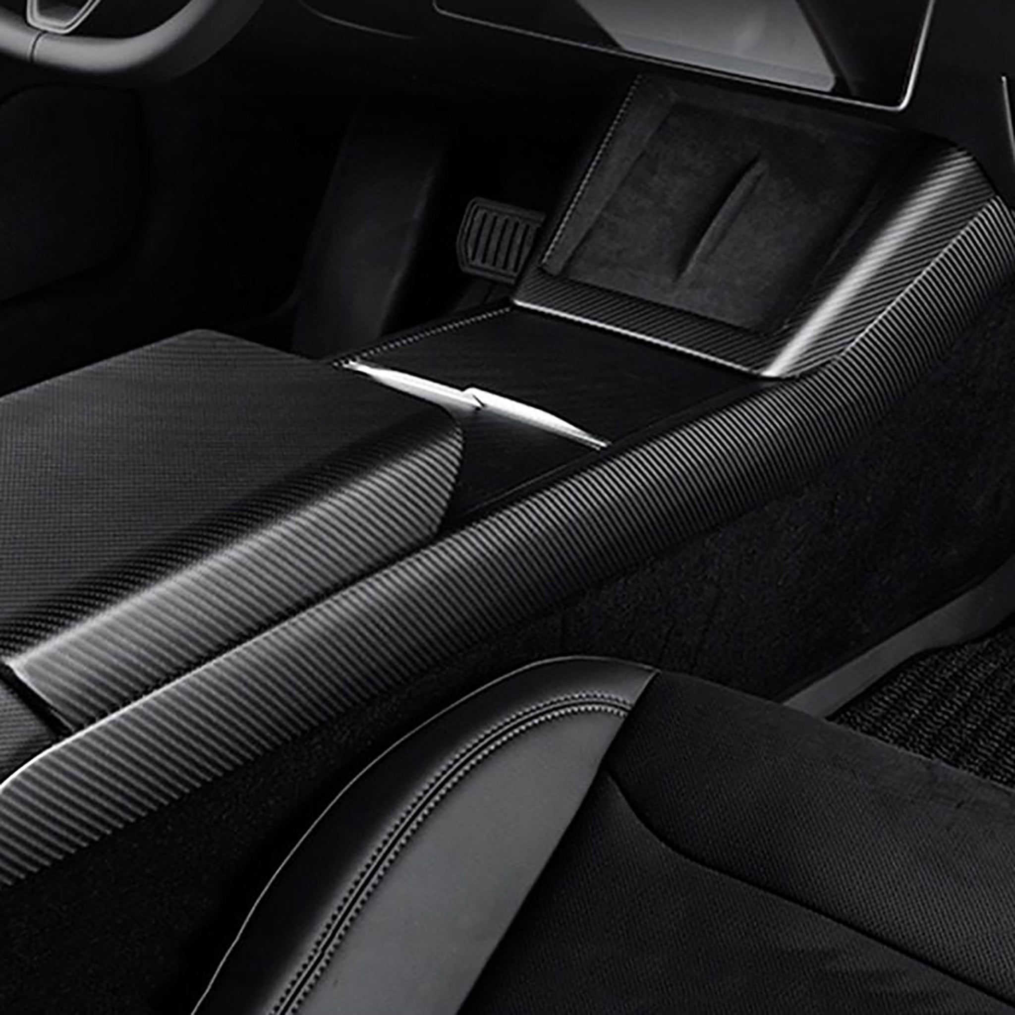 Real Molded Carbon Fiber Center Console Side Panel Covers for 2024+ Tesla Model 3 Highland & 2025+ Model Y Juniper (2 Pieces)