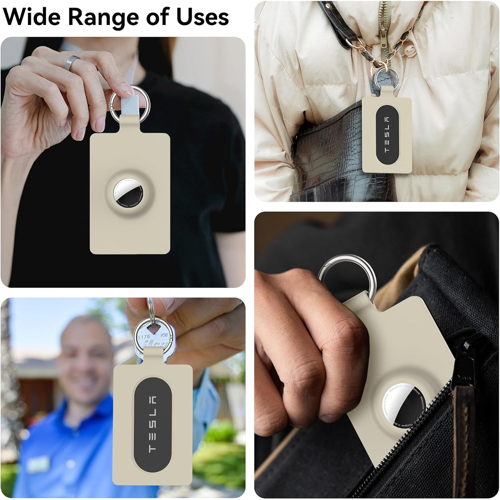 Tesla Key Card Holder with AirTag Slot – Silicone Protective Case for Model 3/Y/YL/YS/S/X/Cybertruck
