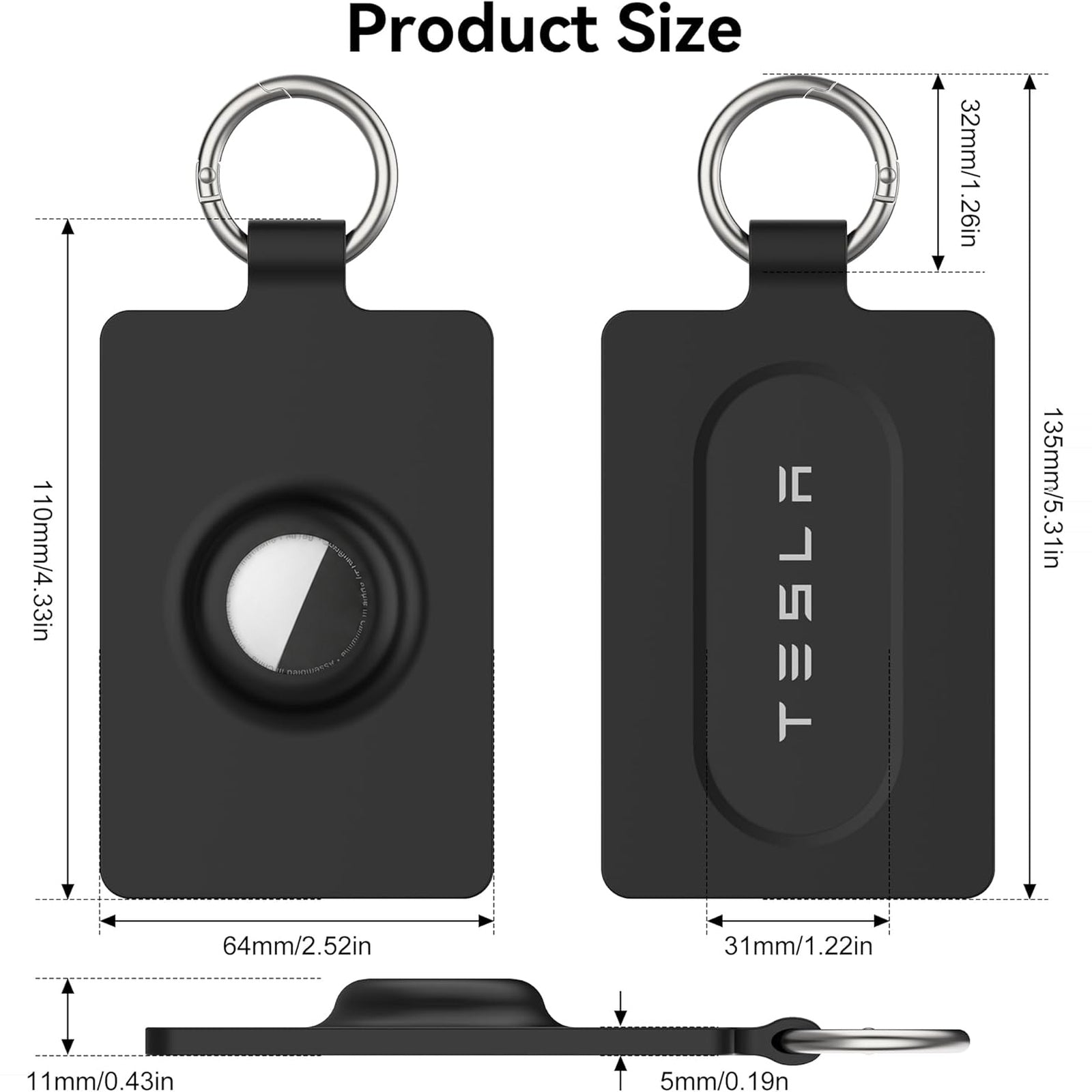 Tesla Key Card Holder with AirTag Slot – Silicone Protective Case for Model 3/Y/YL/YS/S/X/Cybertruck
