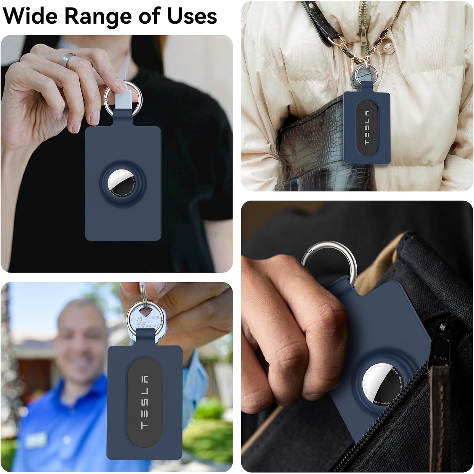 Tesla Key Card Holder with AirTag Slot – Silicone Protective Case for Model 3/Y/YL/YS/S/X/Cybertruck