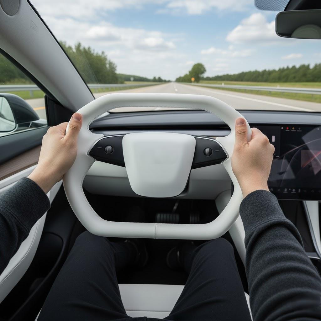 2025 2026 Premium Heated NAPPA Leather Cyberpack V2 Steering Wheel for Model 3 highland /Model Y Juniper