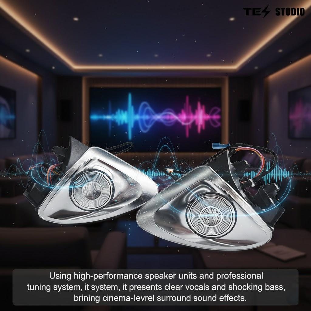 4D Rotating Tweeter Speakers with LED Ambient Light For Tesla Model 3/Y/3 Highland