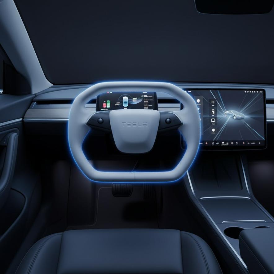 2025 2026 Premium Heated NAPPA Leather Cyberpack V2 Steering Wheel for Model 3 highland /Model Y Juniper