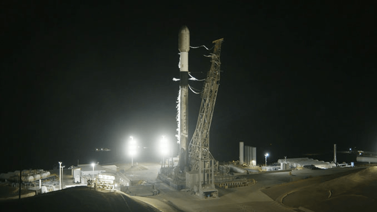 Falcon 9 at Space Launch Complex 4E in a SpaceX file photograph