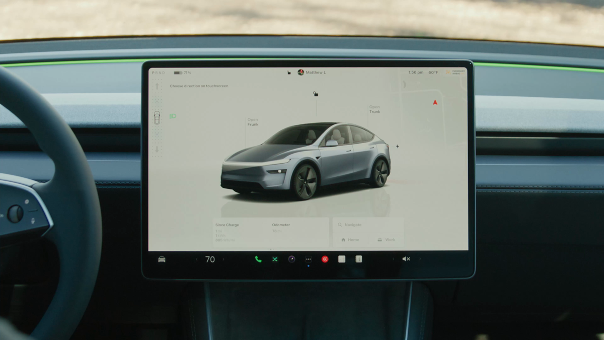 Model Y touchscreen controls in an official Tesla video