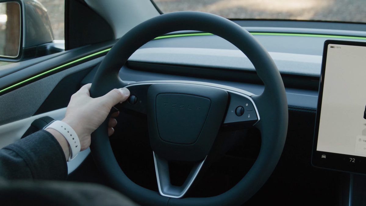 Model Y cabin and controls in an official Tesla video