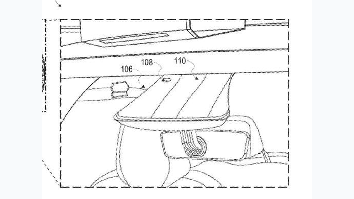 Detail of Tesla patent drawing showing the windshield camera sensor housing