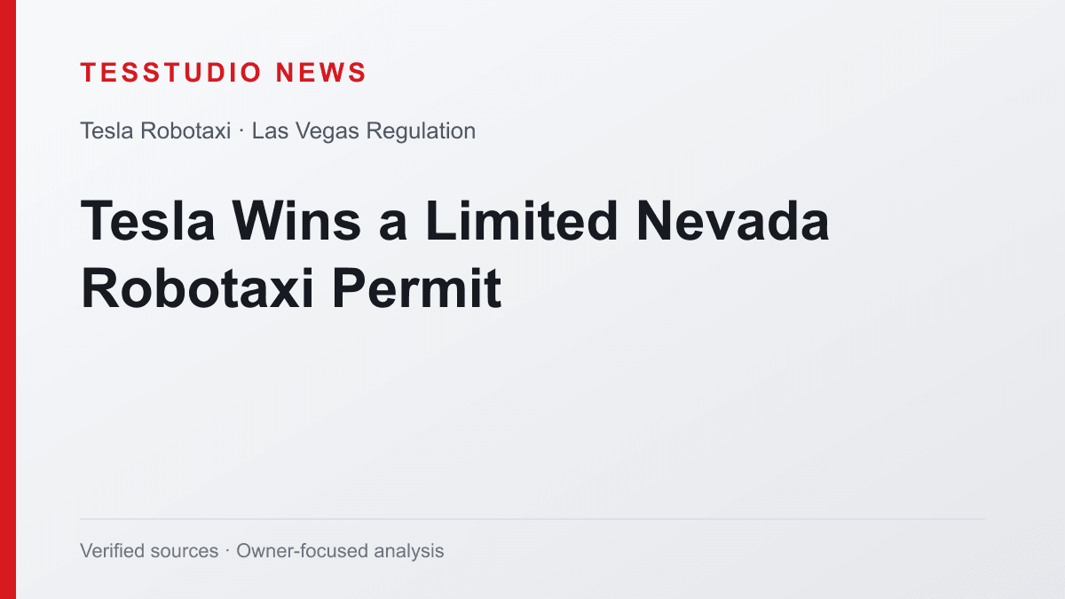 Tesla receives a limited Nevada robotaxi permit for Las Vegas — Tesstudio News