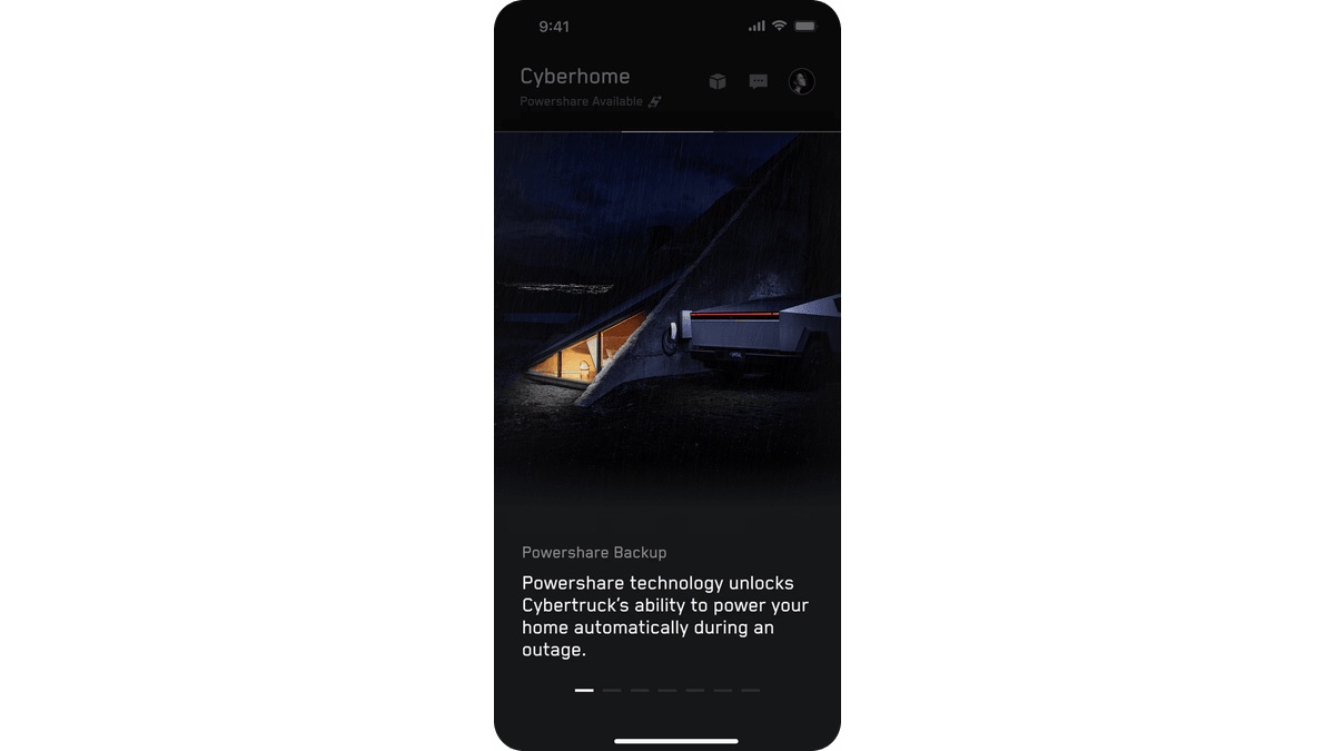 Tesla Powershare app screen from Tesla Support