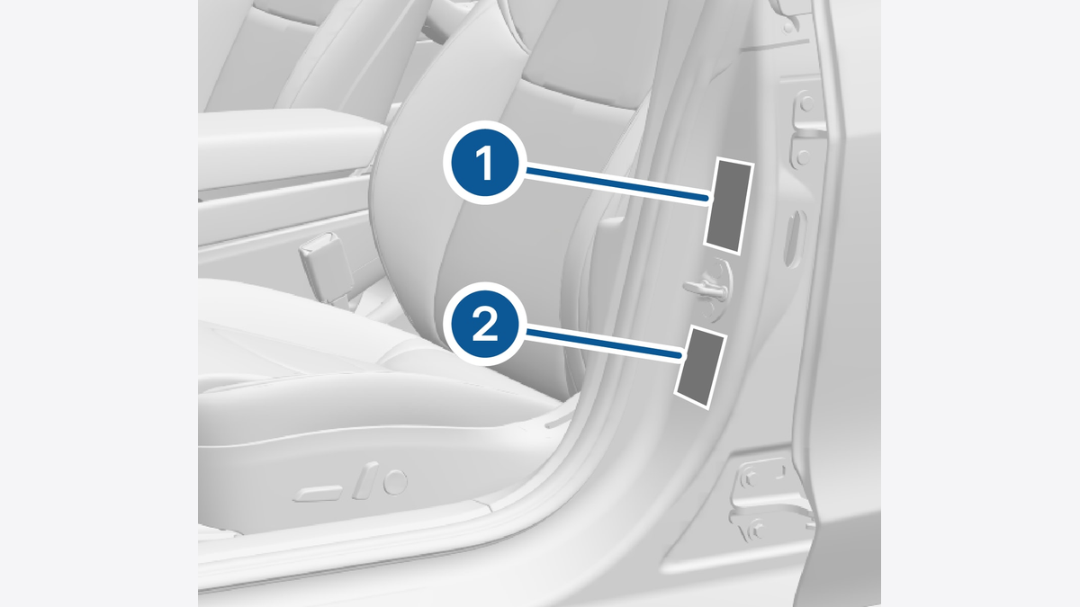 Tesla diagram showing the tire and loading information label location