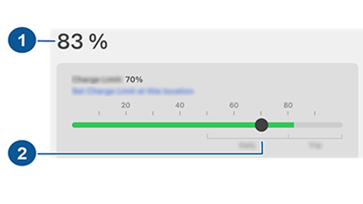 Tesla owner manual illustration of vehicle charging settings and charge-limit controls