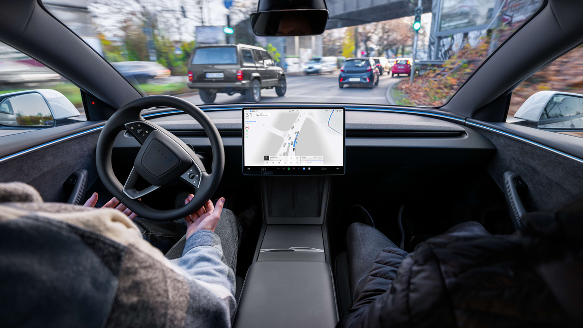 Official Tesla FSD ride-along visual illustrating the Strasbourg passenger experience program
