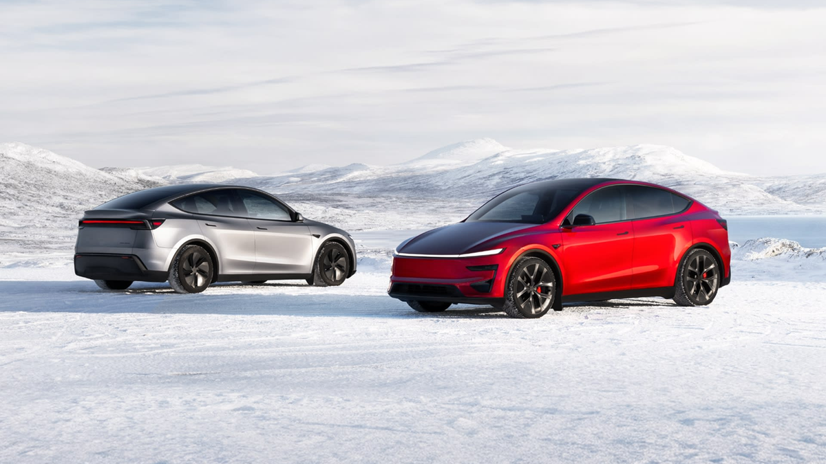Two Tesla Model Y vehicles in snowy conditions illustrating cold-weather visibility preparation
